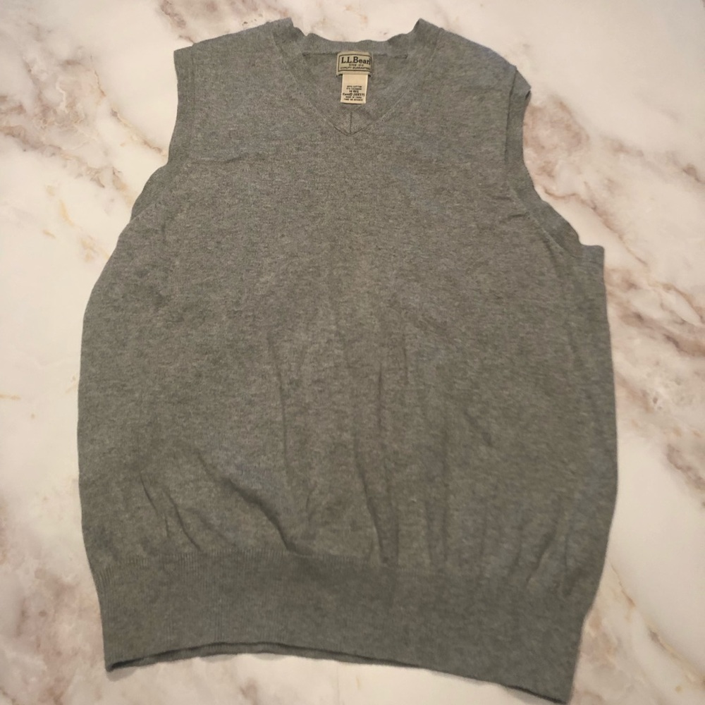 LL Bean Mens M Grey Cotton/Cashmere Vest